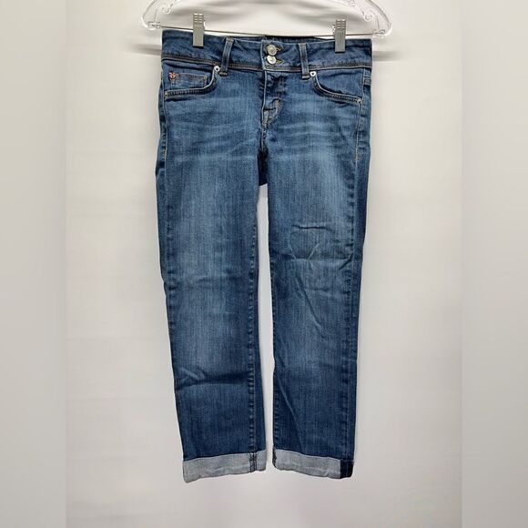 Hudson Womens Ginny Crop Straight w/ Cuff 24" Low Rise in Deco Blue 26 - Picture 1 of 8